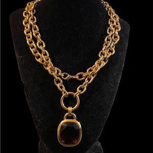 1990s vintage Joan Rivers faux topaz chunky goldtone chain necklace